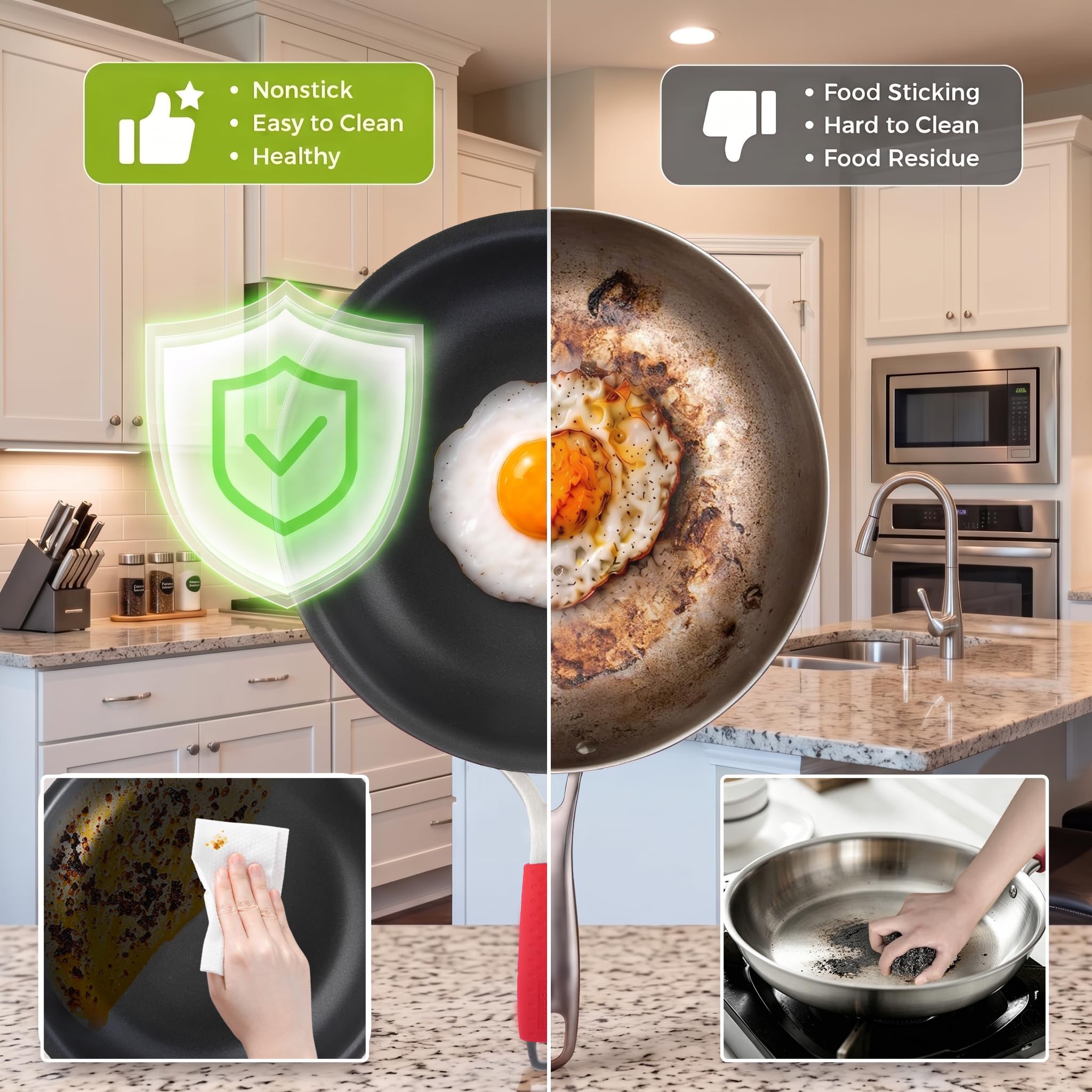 Agerma 10" Nonstick Frying Pan - Stainless Steel -2