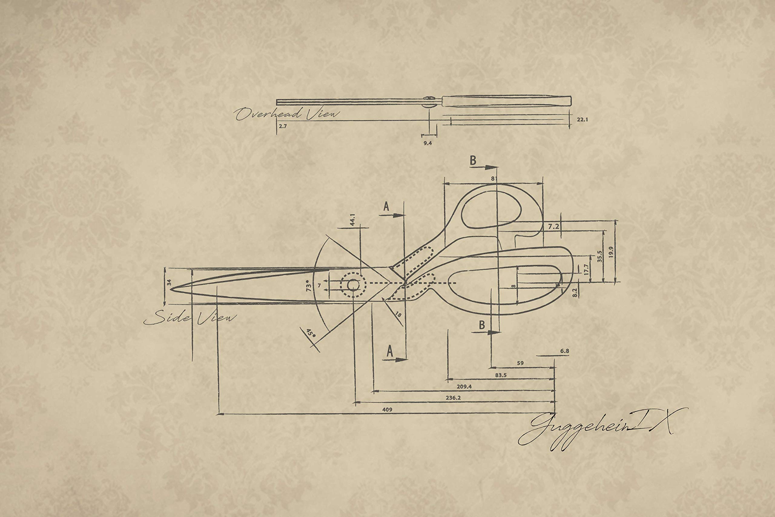 Guggenhein IX, tijeras de sastre profesionales, 9 pulgadas