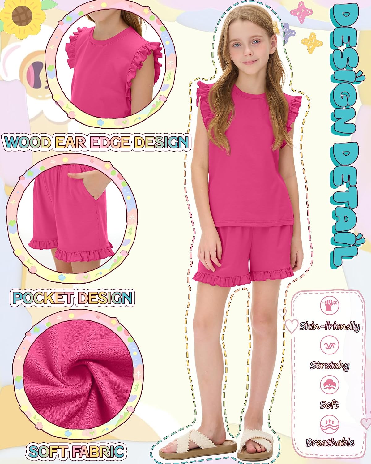 Halfchet Girls' 2 Piece Outfits Summer Loose Sets
