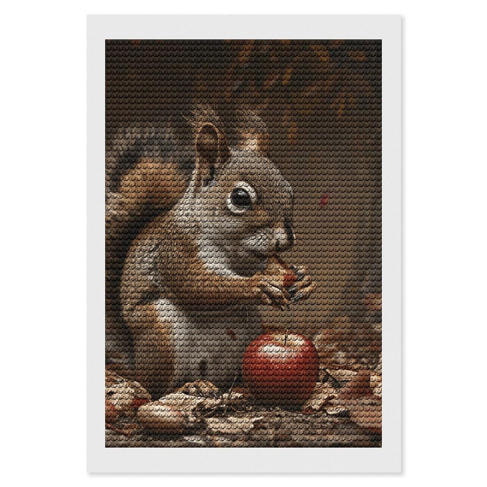 A Squirrel Eats Diamond Painting Kits for Adults, DIY 5D Diamond Painting Kits for Beginners, Round Full Drill Diamond Dots Paintings, Diamonds Pictures Gem Art for Crafts Home Decor 8"x12"