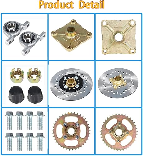 Miniatura 6 de WFLNHB Kit de eje trasero en vivo 32 Buje de rueda de disco 428 Reemplazo de piñón para Go Kart ATV Quad Drift Trikes