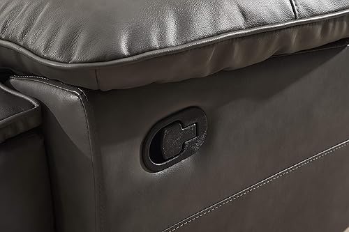 Miniatura 6 de Betsy Furniture Juego de sofá reclinable de cuero regenerado para sala de estar 8006 (gris, sofá+sofá biplaza+sillón reclinable)