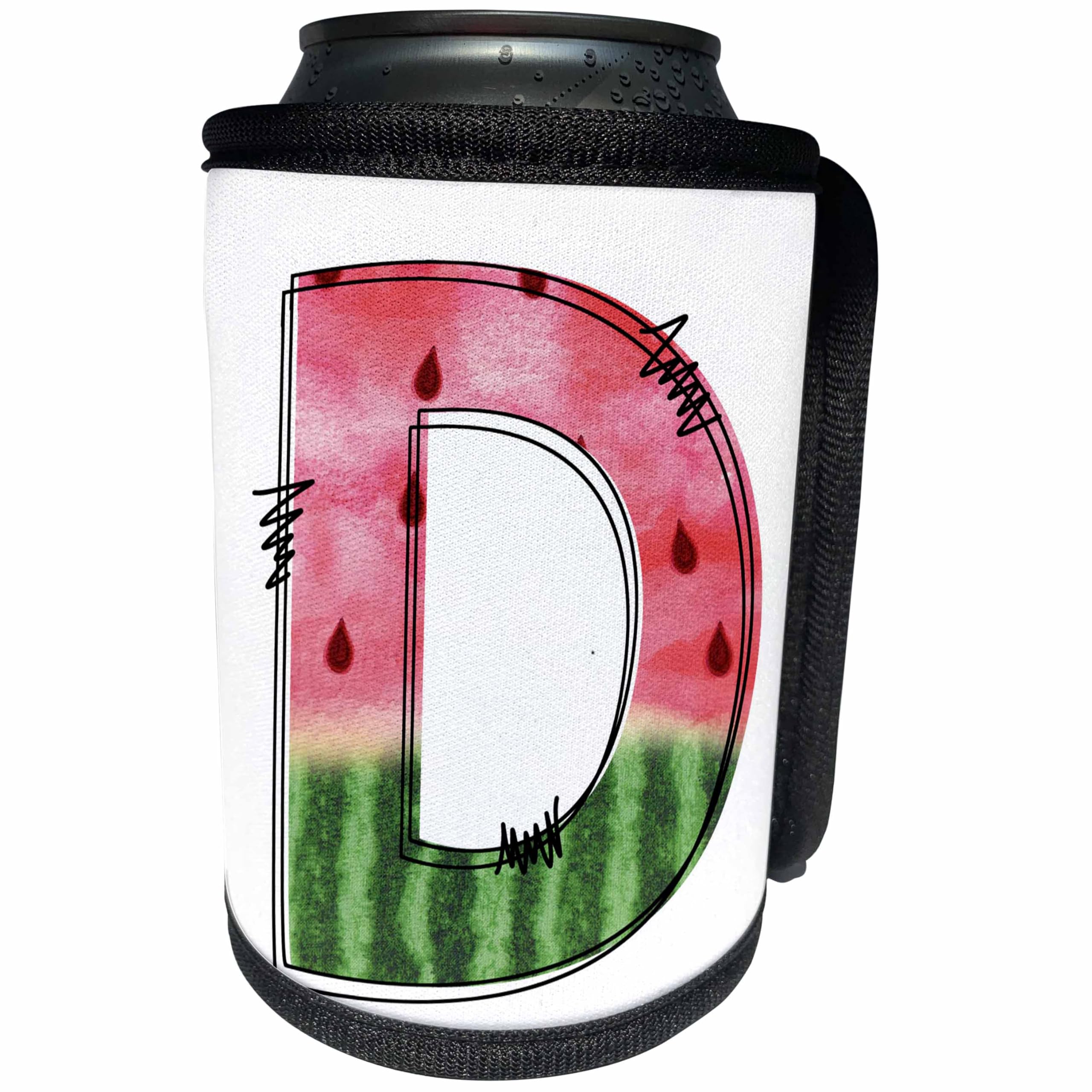 Can Cooler Bottle Wrap - Cute Watermelon Monogram D Monograms