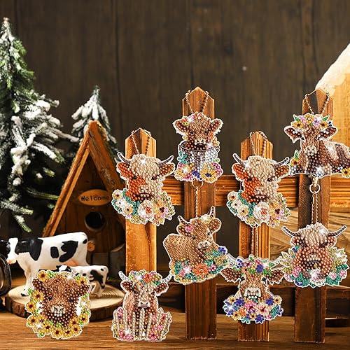Miniatura 5 de Hiboom 24 piezas de adornos de pintura de diamantes 5D de Navidad llavero de pintura de diamante colgante arte de diamantes adornos de Navidad DIY