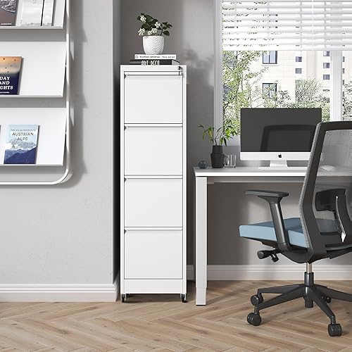 Miniatura 2 de BIZOEIRON Archivador móvil de 2 cajones, archivador de metal debajo del escritorio con cerradura y ruedas, archivador rodante para oficina en casa,