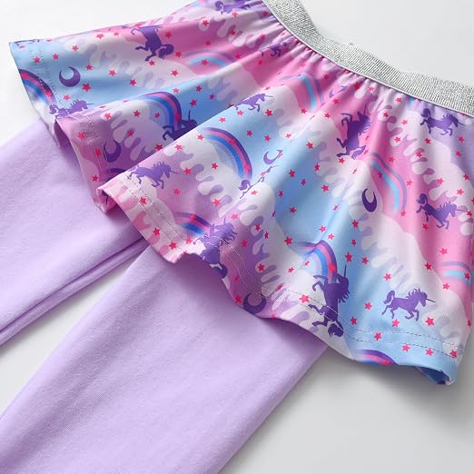 VIKITA Leggings + Jupe Courte Fille 2-12 Ans - Ensemble Jersey Extensible Confortable