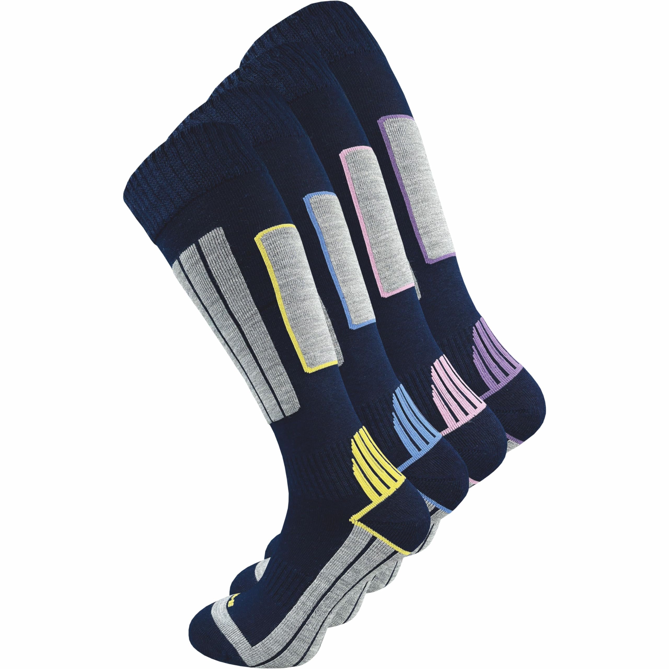 GAWILO Calcetines de esquí para mujer con acolchado (4 unidades, 20% lana cálida)