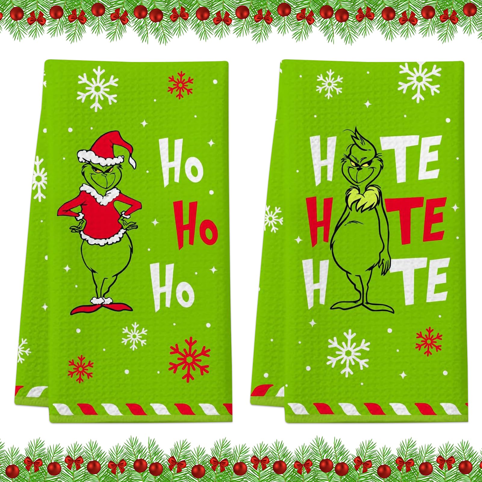 GreenYeah 2PCS Toallas de Cocina Navidad, Paños de Cocina Navidads, Paño de Cocina de Microfibra Absorbente, Paños de Cocina para Navidad Hogar, Kitchen, Decoracion y Regalos Navideños (A)