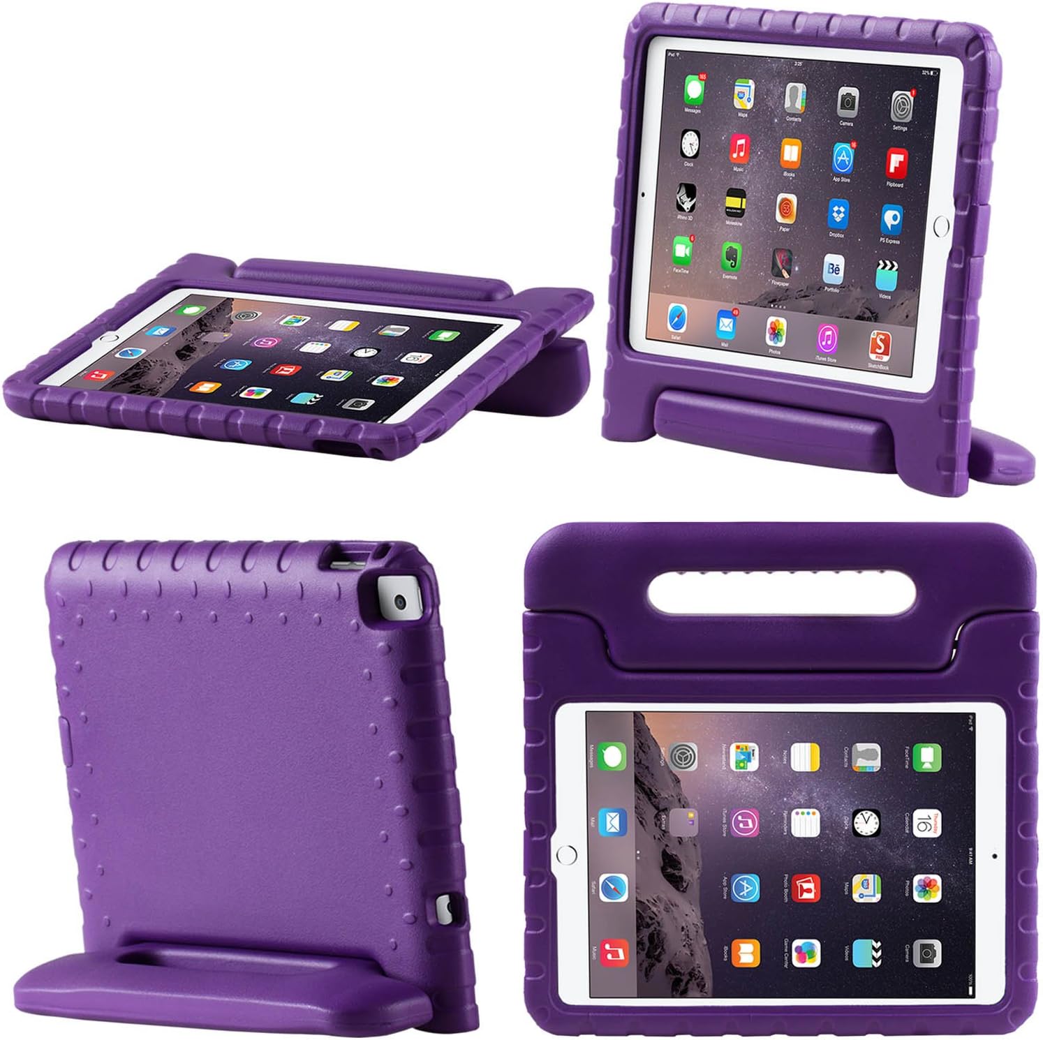 i-Blason iPad Air 2 Case, Apple iPad Air 2 Case for Kids [ArmorBox KIDO Series] Light Weight Super Protection Convertable Stand Cover for iPad Air 2nd Generation 2014 Release (iPad Air 2, Purple)