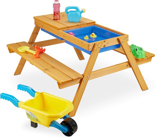 Relaxdays table et chaises en bois pour enfants 49x90cm
