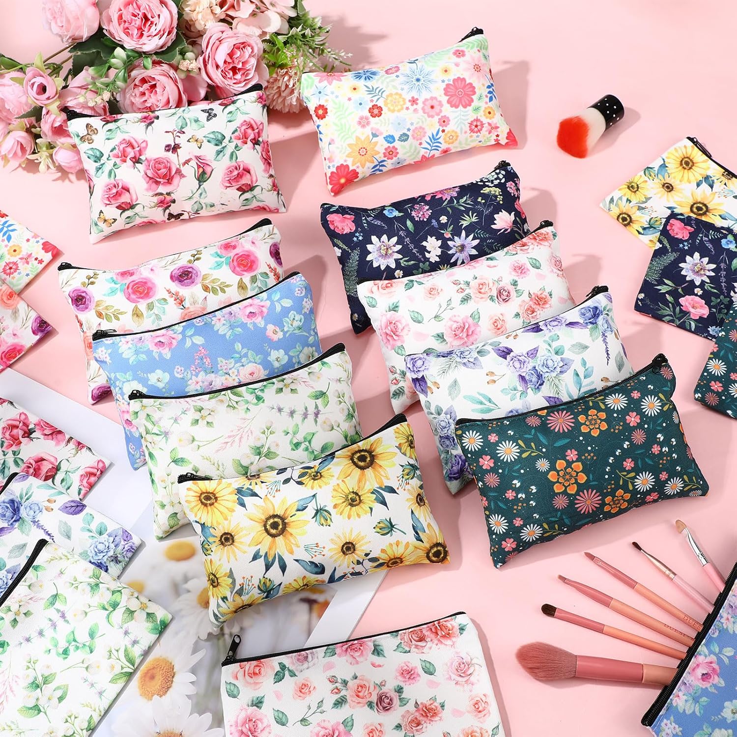 Reginary 20 Pieces Cosmetic Bag for Women, Roomy Makeup Bags with Zipper Toiletry Bag Pouch Travel Accessory Organizer Gifts, 7 x 4.3 Inches - Image 6