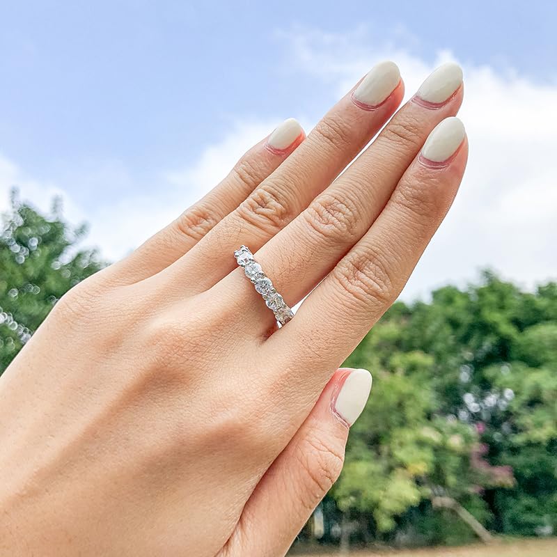 AINUOSHI Eternity Ring, 925 Sterling Silver Ring for Women, Emerald/Oval/Radiant/Round/Cushion Cut Cubic Zirconia CZ Fine Ring, Eternity Engagement Wedding Band Ring, Jewelry Box Packed - Image 7