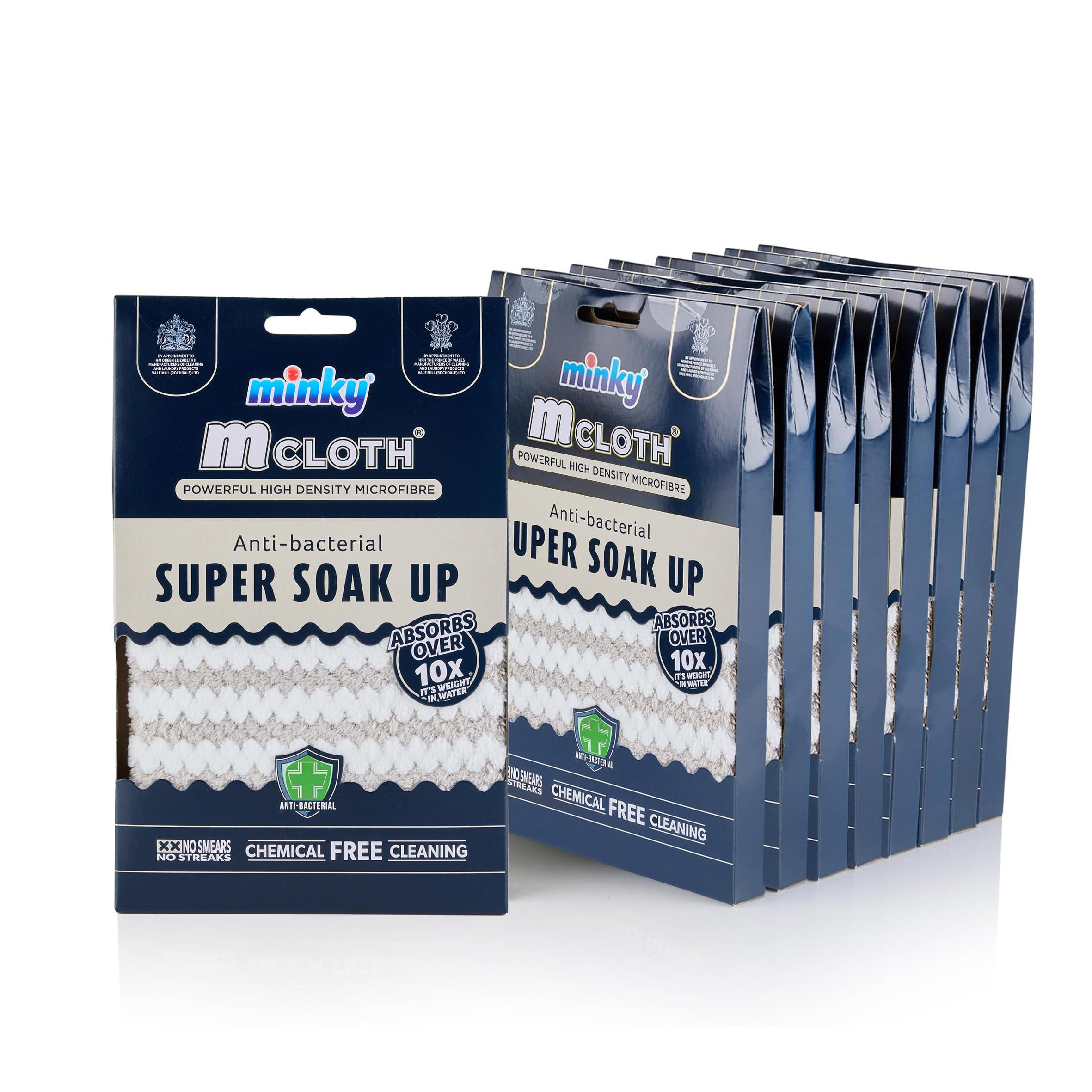 Minky M Cloth Super Soak Up - Multipack Microfibre Cloths, Pack of 9, Ultra Absorbent, Powerful Water Absorbing Anti-bacterial Cleaning Microfibre Cloth, Multiuse Duster, Quick Dry (Grey)
