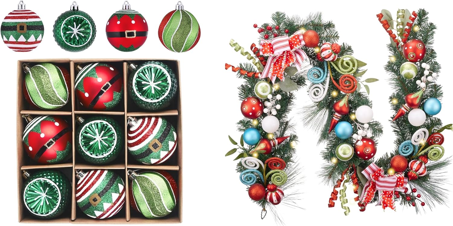 Valery Madelyn 2 Pcs Christmas Decor Value Pack Bundle for Outdoor Indoor Home Fireplace Mantel Front Door Decorations