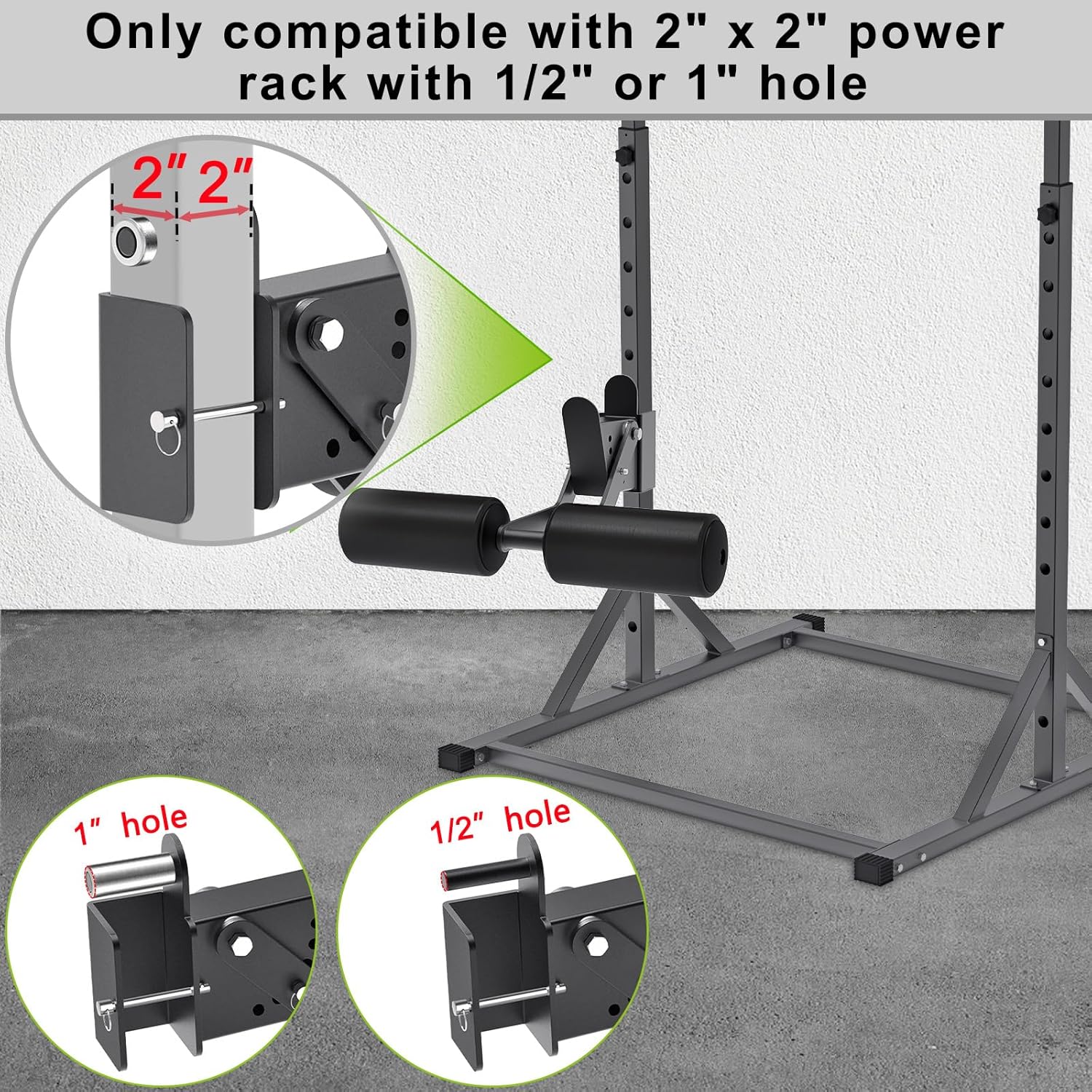 Nordic Hamstring Curl Attachment, Dip Bar, Belt Squat & Safety Spotter Arms for 2"x2" & 3"x3" Power Racks, Home Gym Strength Training Accessories