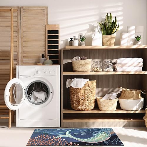 Miniatura 73 de Liora Manne Compass - Alfombra azul marino para porche delantero para interiores y exteriores, 5 pies x 7 pies 6 pulgadas Compass Navy,Brújula