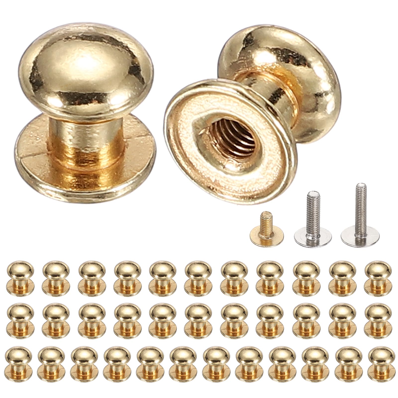 sourcing map 36Pcs Mini Drawer Pulls, 8x8mm Vintage Small Knobs for Jewelry Box, Round Metal Cabinet Knobs Handles Pulls with Screws for Dresser Closet Jewelry Box Gift Cases, Gold