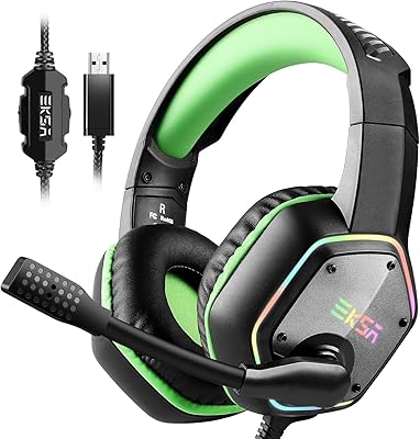 EKSA E1000 Gaming Headset, Computer Headphones with Noise Canceling Mic & RGB Light, Compatible with PC, PS4, PS5, Laptop EKSA E1000 Gaming Headset, Computer Headphones with Noise Canceling Mic & RGB Light, Compatible with PC, PS4, PS5, Laptop