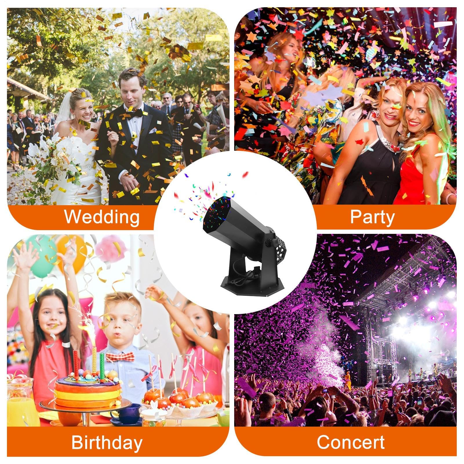 Confetti Cannon Machine - Remote Control Electric Confetti Blower - Angle Adjustable Cold Spark Machine, Supplies for Wedding, Event, Club, Gender Reveal