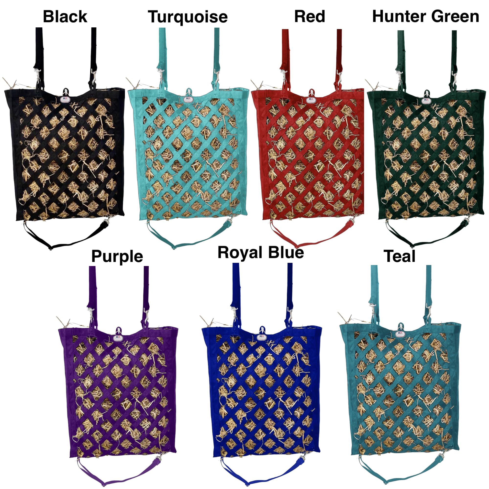 Majestic Ally Slow Feeder Hay Bag - Obliquely Placed Webbing on Front and Bottom- Royal Blue
