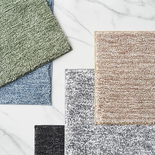 Miniatura 7 de FRESHMINT Melange - Alfombras de baño copetudas de 17 x 24 pulgadas, absorbentes de agua, suaves, para suelo de baño, tapete de ducha antideslizante