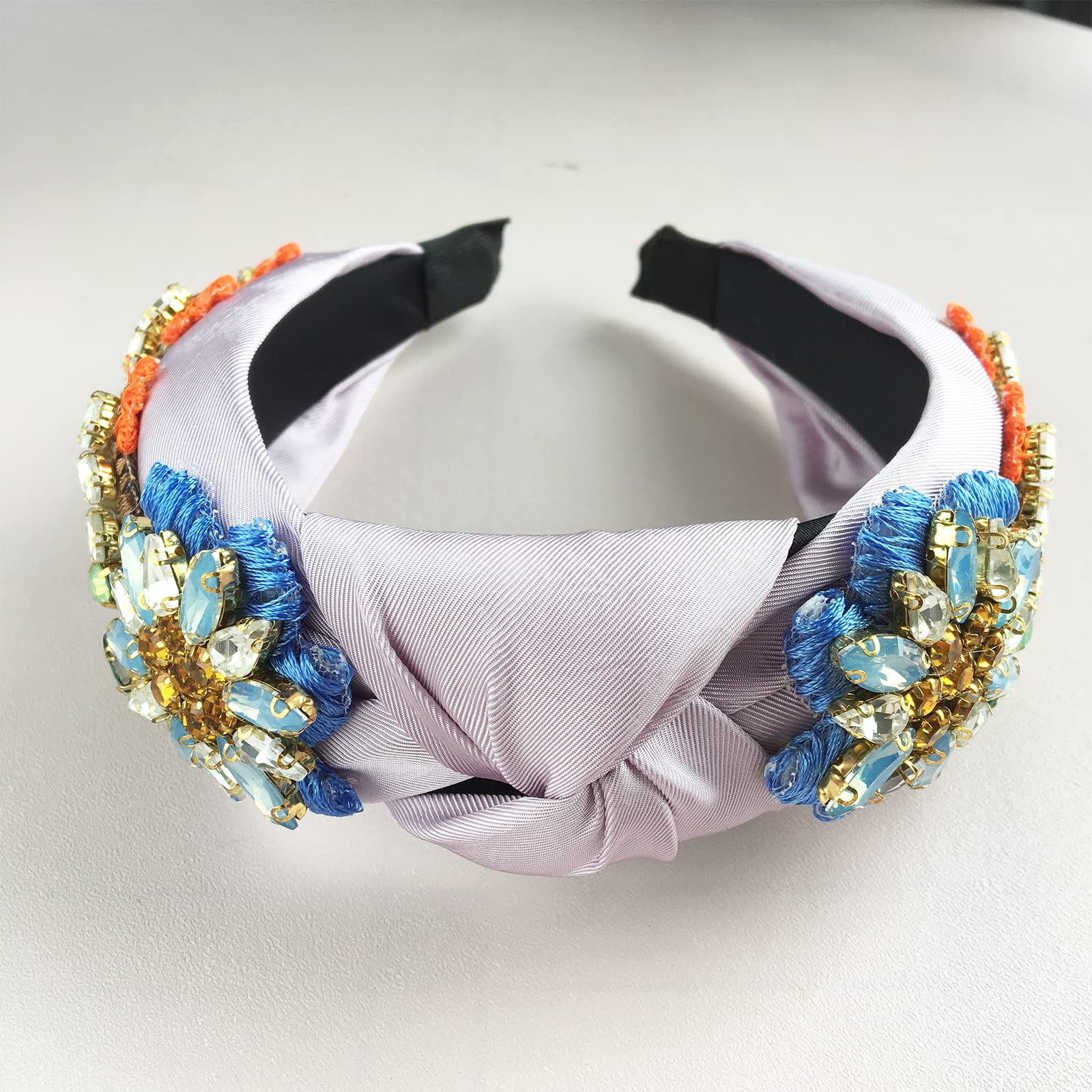 Baroque Rhinestone Crystal Satin Headband Embroidered Hair Accessory Amazon.com : Yusier Baroque Rhinestone Crystal Hairband  main image 3