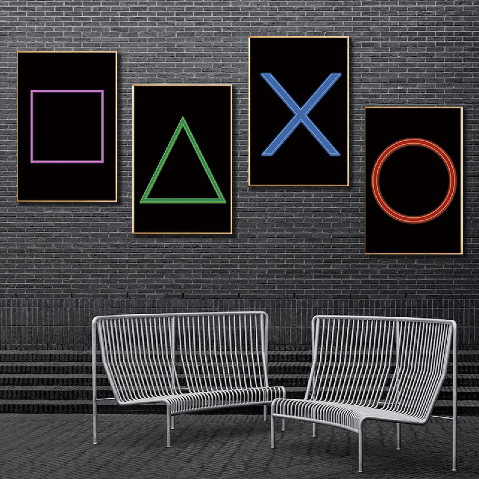 dsdsgog Icono de videojuego moderno Arte de la pared Pintura en lienzo Patrón clave en póster e impresiones Decoración del hogar para niños Habitación de niños 60x90cmx4 Sin marco