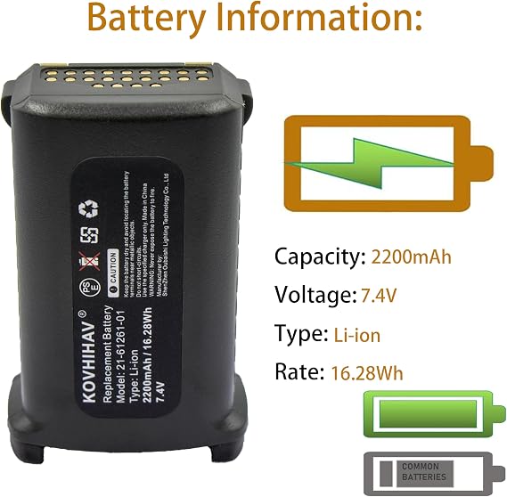 Replacement Battery for Symbol MC9000 MC909X-K MC9090-K MC909 MC9060-K Series 82-111734-01 21-65587-03 2200mAh