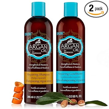 Hask Argan Oil Shampoo And Conditioner Set Repairing For All Hair Types, Color Safe, Gluten-Free, Sulfate-Free, Paraben-Free - Shampoo And Conditioner