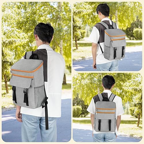 Miniatura 7 de OCKLILY Mochila enfriadora, mochila térmica suave aislada a prueba de fugas, 30 latas de viaje, bolsa térmica para picnic, campamento, playa,