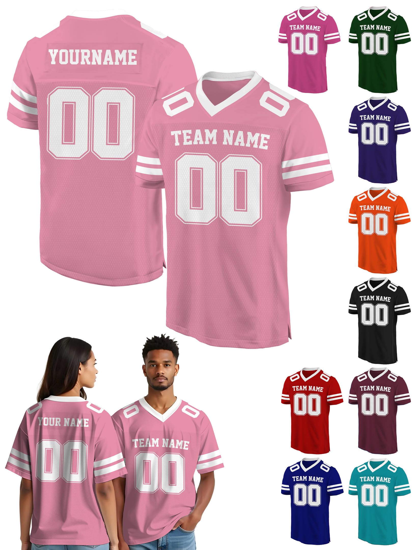 Custom Football Jersey - Personalized Name, Number & Logo, Customized Sports Jerseys for Men, Women, Youth, Toddlers
