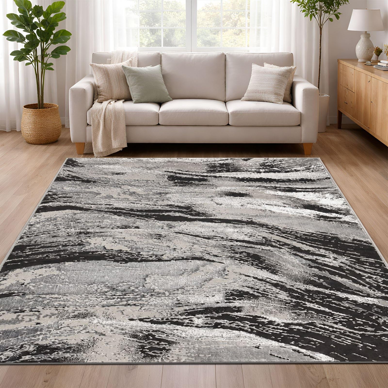 cozily® Rugs Living Room Jeze DarkGrey 200x290 cm Jute Back Carpet — image 1