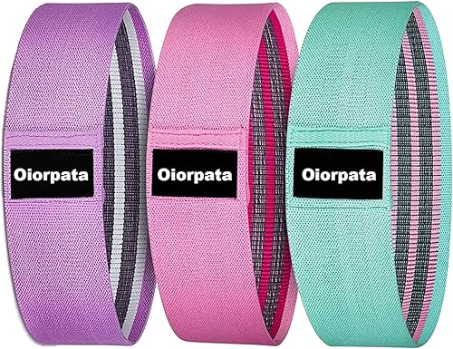 Oiorpata Juego de bandas de resistencia de tela con banda de ejercicio de 3 niveles para piernas y glúteos, bandas de entrenamiento antideslizantes