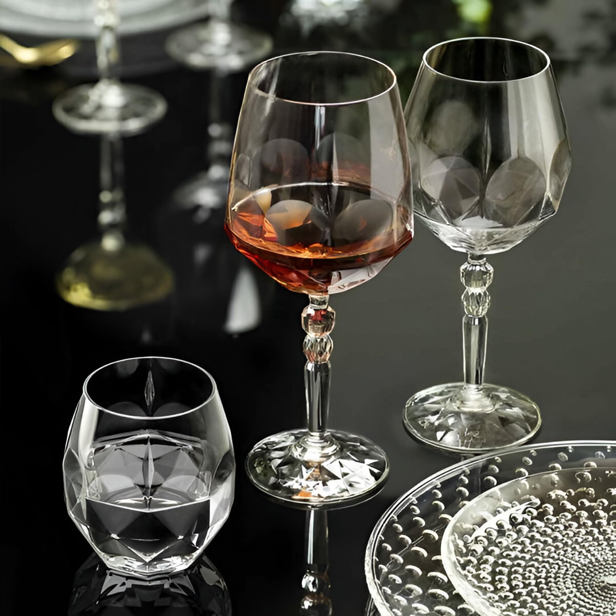 Sicignano | Juego de 6 copas de 53 cl, con 6 vasos de 38 cl, Alkemist para vino, agua, whisky, licores, cócteles, cristal ecológico, transparentes, resistentes – regalo cubo champán negro 2 botellas