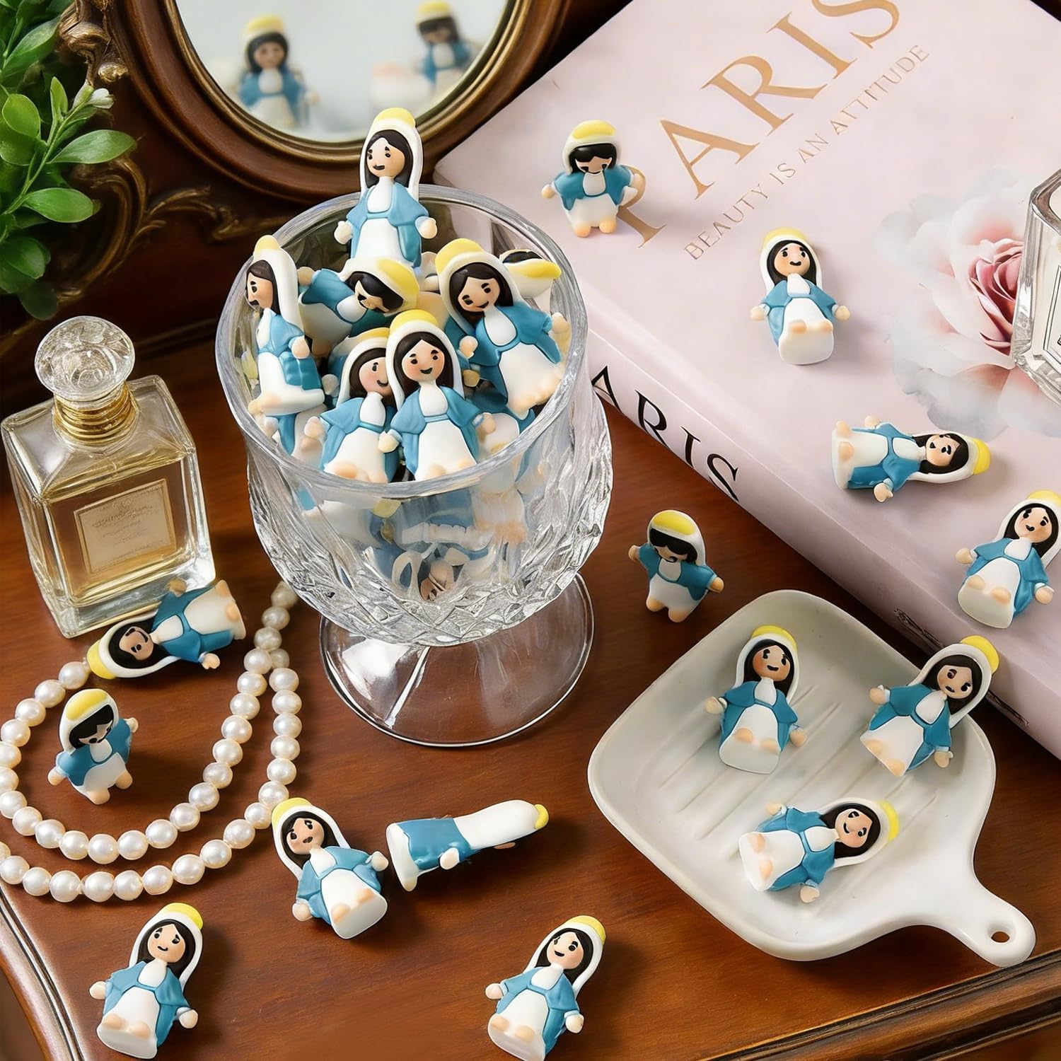 100 Pcs Little Virgin Mary Figurines Bulk Mini Virgin Mary Easter Jesus Figures Classic Religious Gifts Easter Eggs Stuffers Sunday Baptism Gifts (100)