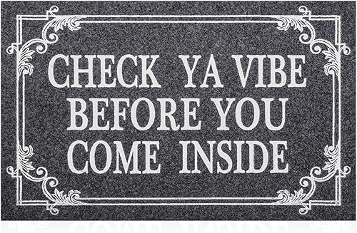 Tapete de goma gris para puerta delantera, interior y exterior, tapete de bienvenida para puerta de casa, antideslizante, fácil de limpiar, 28 x 18