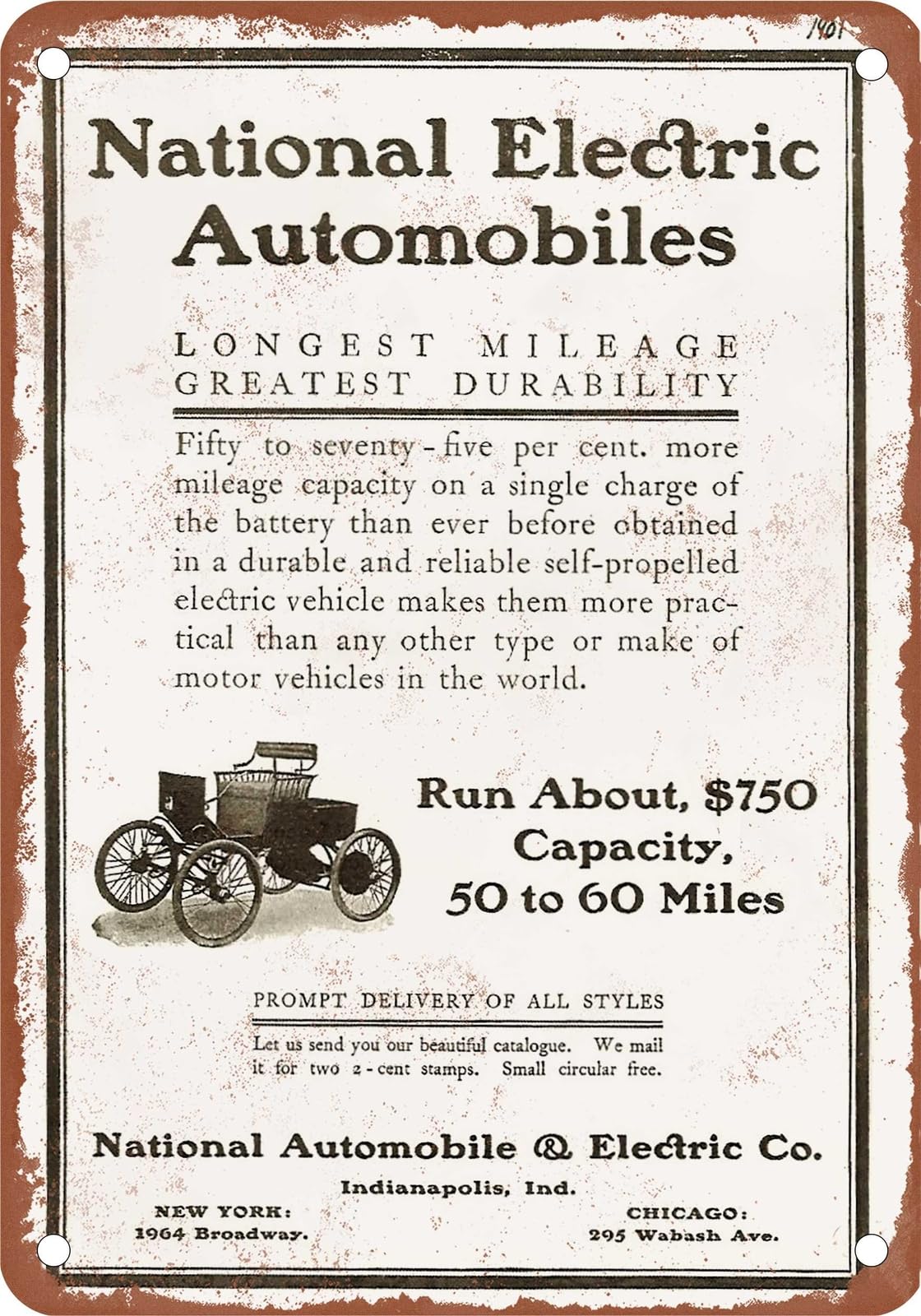 METAL SIGN - 1901 National Vintage Ad 02 - Old Retro Rusty Look home decor