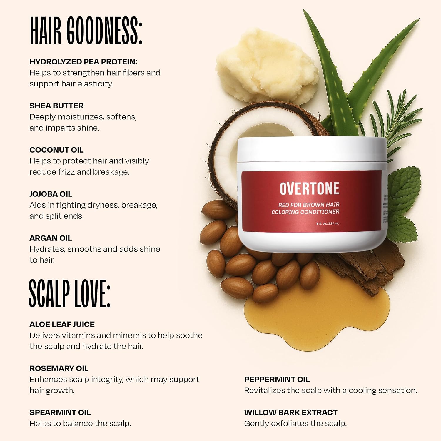 oVertone Semi-Permanent hair Dye & Daily color Depositing Conditioner, Refresh Color & Prevent Fading, Vegan & Cruelty-Free, Scarlet Red