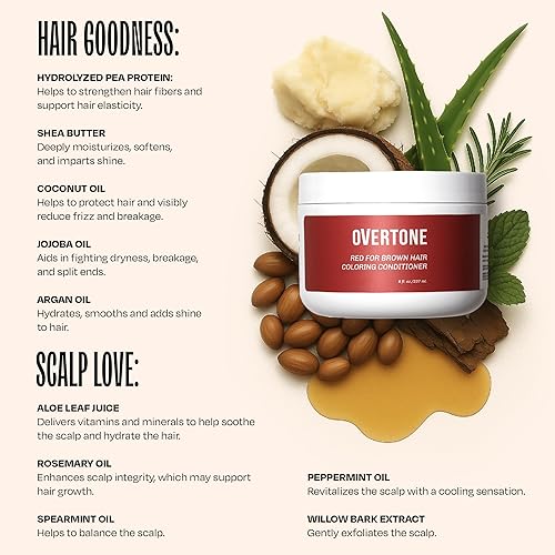 Miniatura 186 de Overtone - Acondicionador de tinte semipermanente para el cabello, 8 onzas, cabello natural y teñido, con manteca de karité y aceite de coco Negro