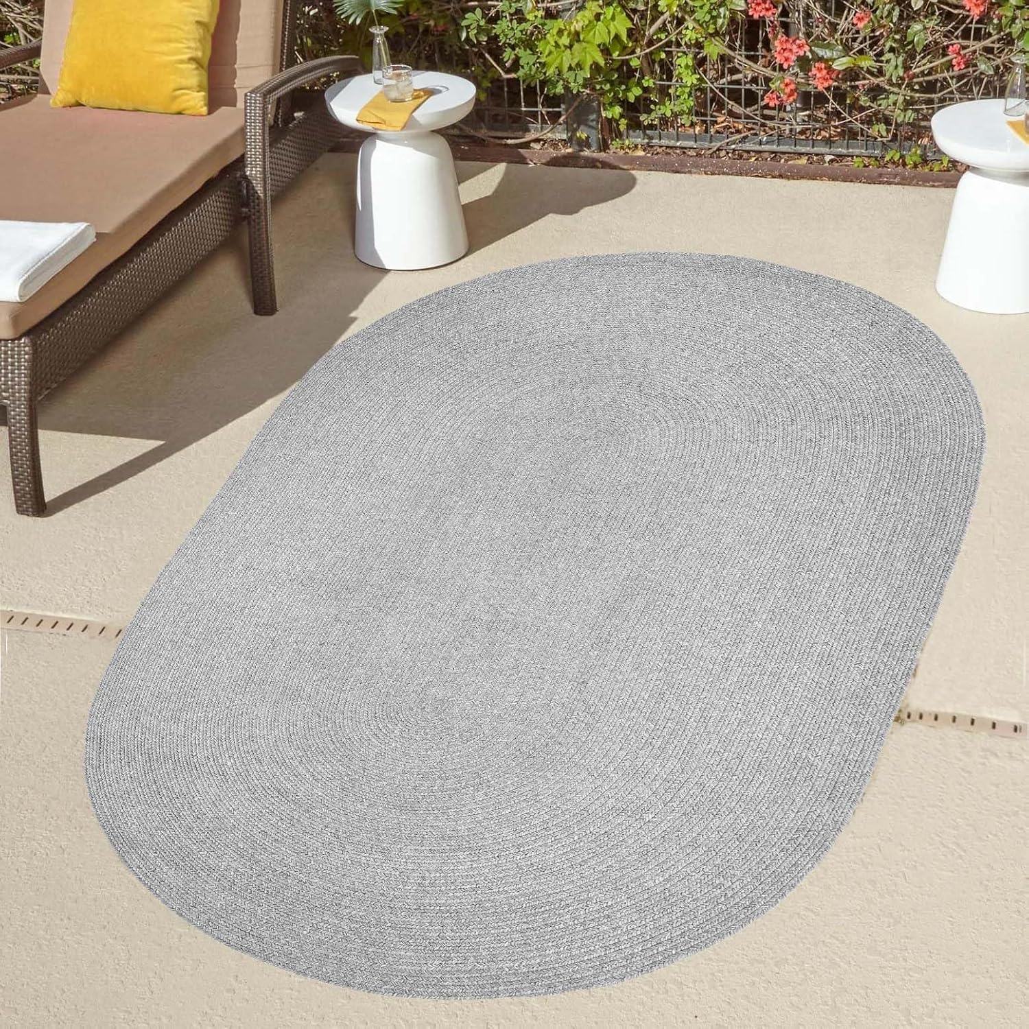Superior Indoor/Outdoor Area Rug, Reversible Braided Floor Decor for Living Room, Kitchen, Patio, Front Porch, Modern Boho Farmhouse Rugs, Hardwood, Bedroom Accessories, 3' x 5', Slate