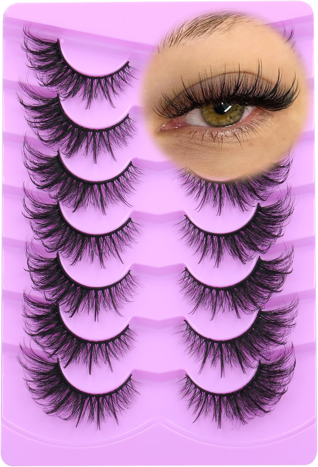 False Eyelashes Fairy Cat Eye Lashes Mink Fox Eye Lashes Wispy Dramatic Eyelashes 20mm Fake Lashes 7 Pairs Pack by ALICE