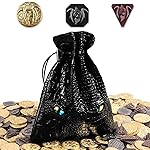 120PCS Metal, Silver & Copper DND Coins for DND Tokens, DND Accessories with PU Leather Bag as DND Gifts for DND Board Game Player, Fake Coins with Leather Bag of Colorful Eyes for Cosplay Board Game