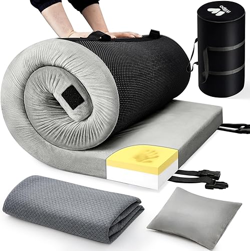 Willpo Colchón de espuma para camping, almohadilla de dormir portátil, cama de piso para invitados, colchón ligero para tienda de campaña al aire
