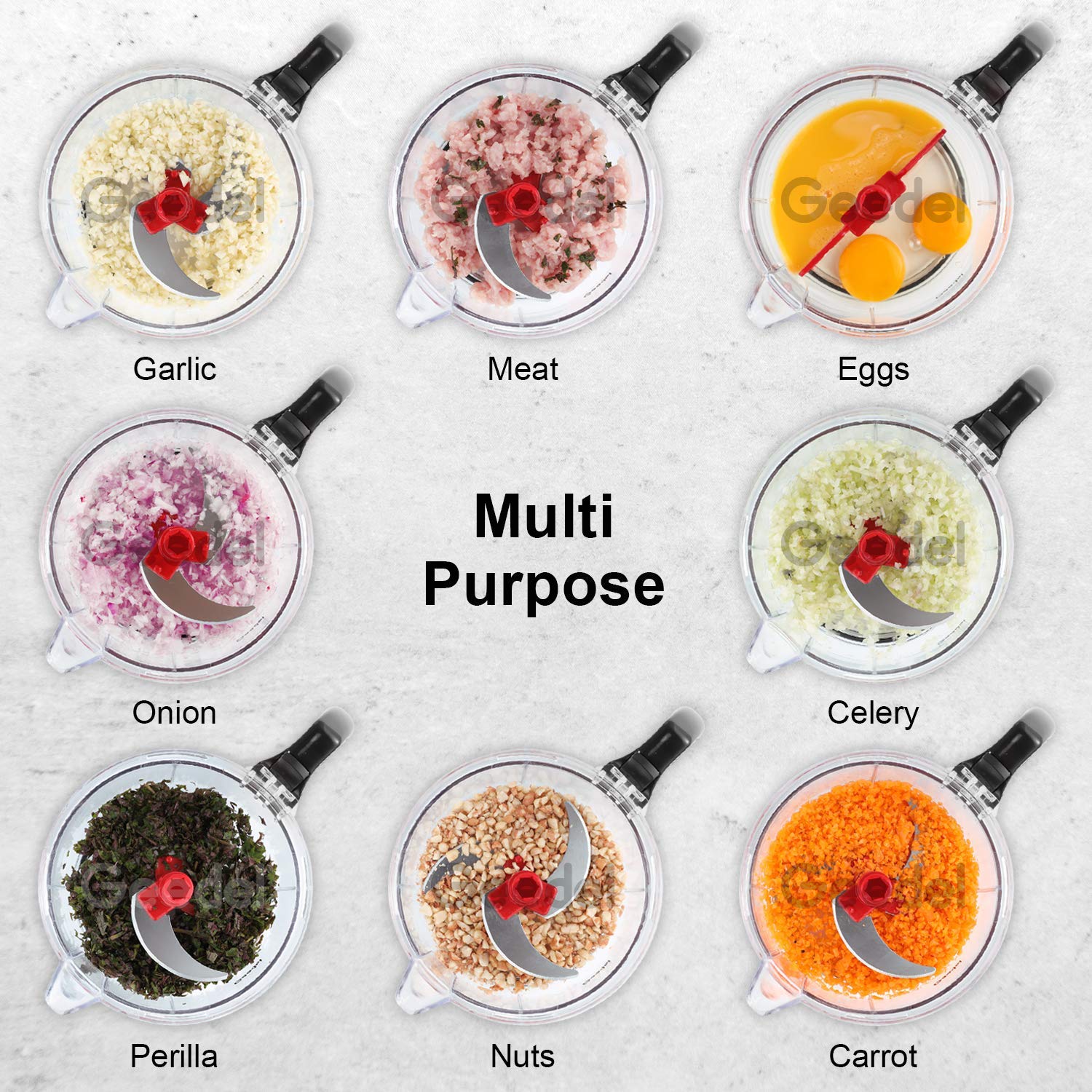 Geedel Hand Food Chopper, Vegetable Quick Chopper Manual Food Processor