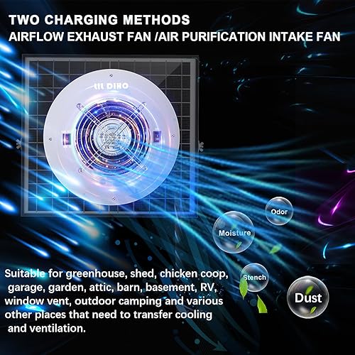 Miniatura 6 de LilDiho 30W solar attic fan- solar exhaust fan, Two Charging Options, IPX7 Waterproof Fan 32.8Ft, Solar Fan for Attic, Underground Space,