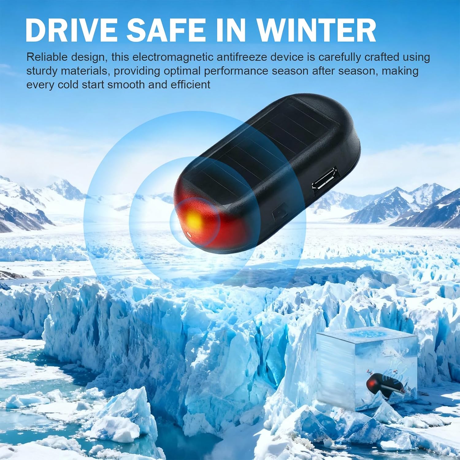 2 PCS Car Interference Antifreeze Instrument, Electromagnetic Car Snow Removal Device, Portable Anti-Frost Defroster Windshield Heater, Universal for Most Cars (Black)