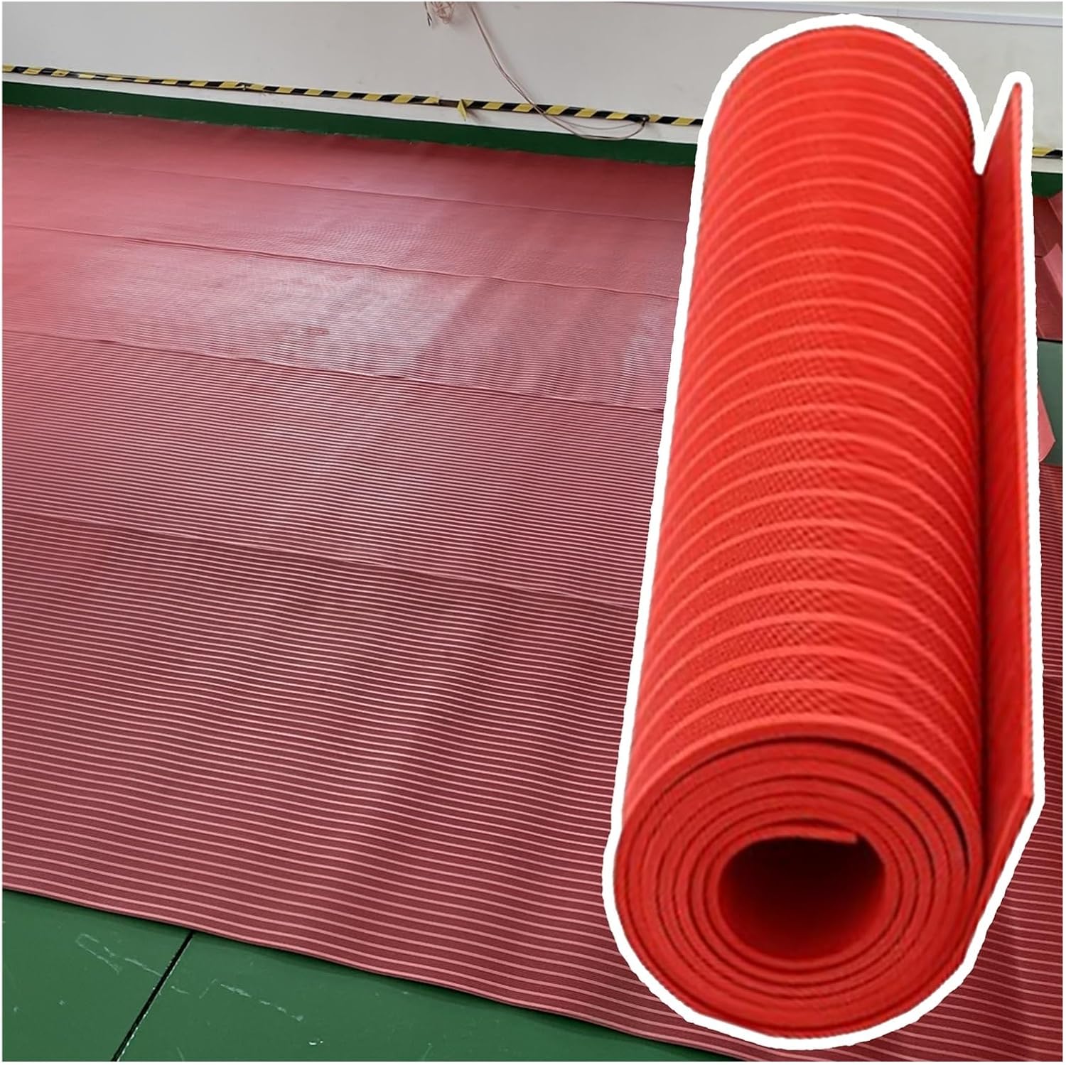 AMUFJJ 3ft Wide High Voltage Insulation Mat, Rubber Dielectric Floor Matting for Substation/Factory/Workshop, Electrical Safety Mats Cover(Red,Lxt 16.5ft x 1/10in)