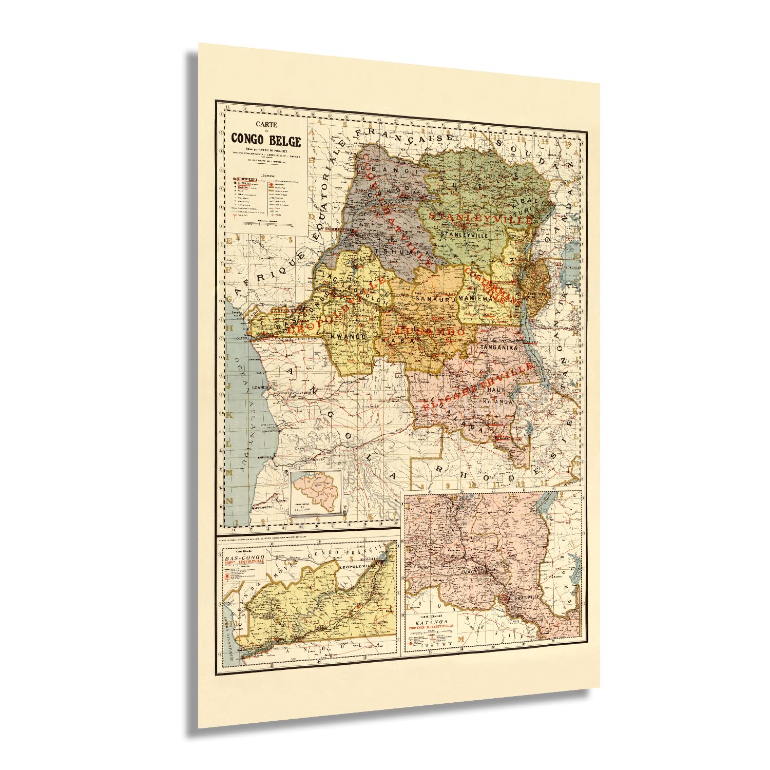 Buy HISTORIX Vintage 1896 Belgian Congo 24x36 Inch Vintage Congo Wall