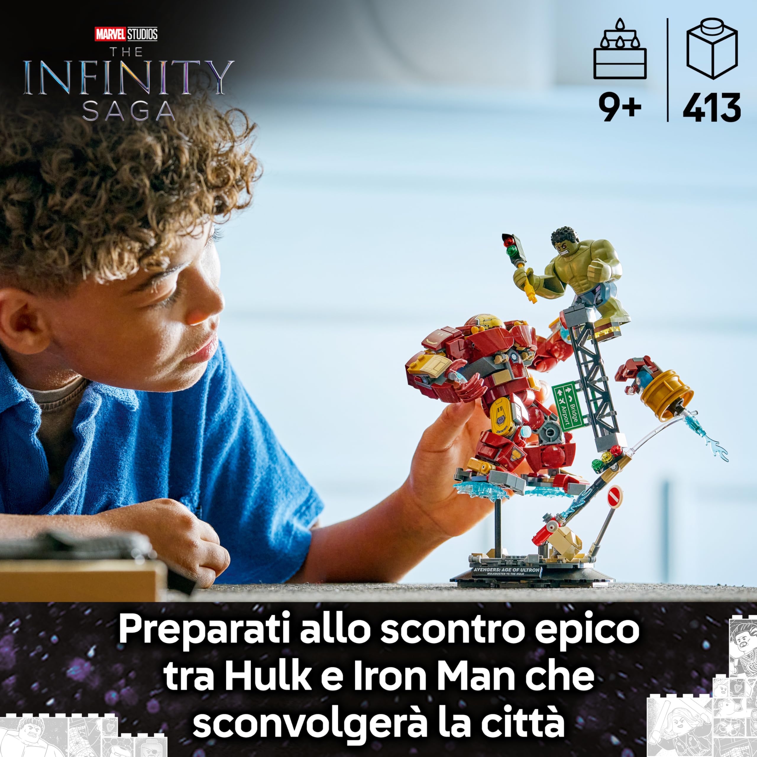 LEGO | Marvel Battaglia Epica: Hulkbuster vs. The Hulk - Giocattolo dei Supereroi con 2 Action Figure e Minifigure di Iron Man - Idea Regalo per Bambini da 9 Anni in su Fan degli Avengers - 76343