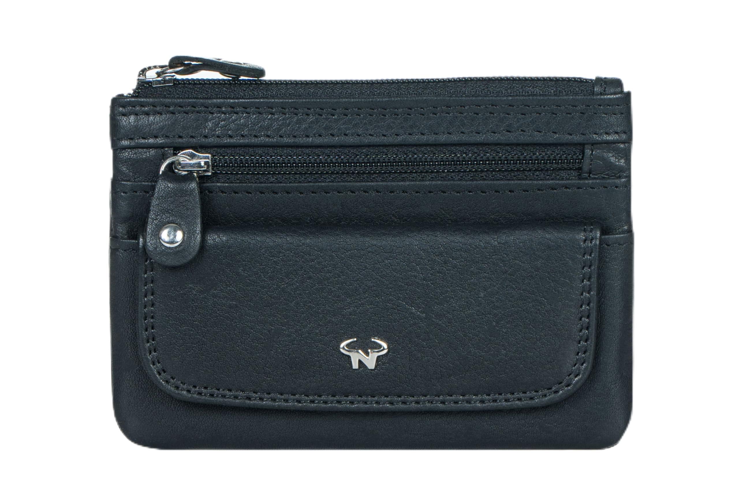 Genuine Leather Coin Pouch for Men & Women | Compact Mini Wallet with Zipper & Front Flap Pocket | Premium Small Change Purse for Coins, Keys & Folded Cash (Black)-image-36
